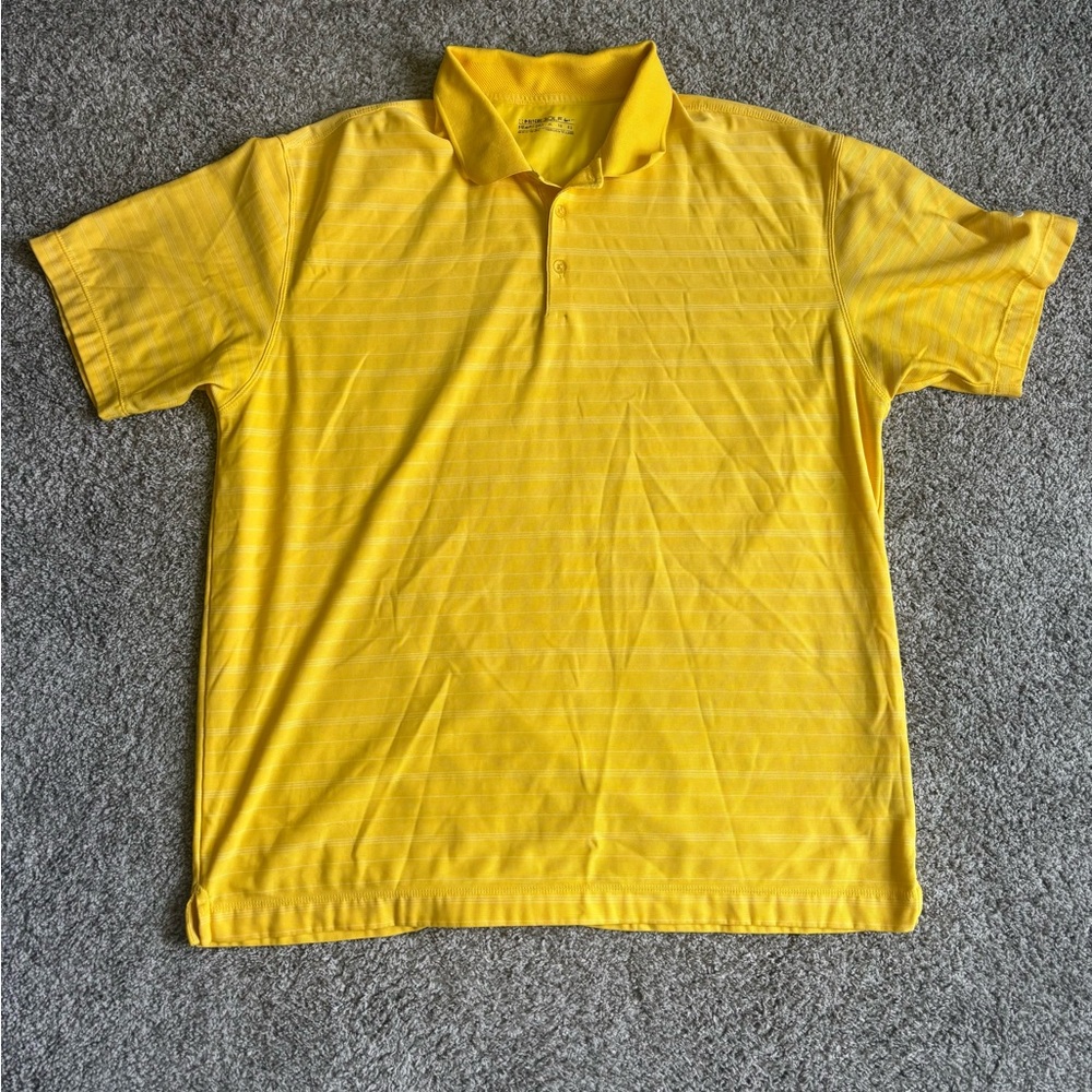 NIke Golf Dri-Fit Mens XL Yellow Golf Polo Shirt Short Sleeve Microfiber